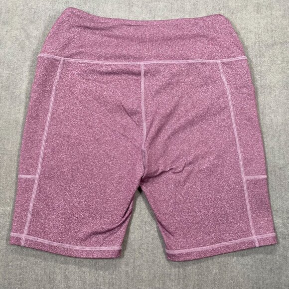Ray Pose Womens Heather Purple Athletic Shorts Side Pockets & High Waist Design - Picture 3 of 12